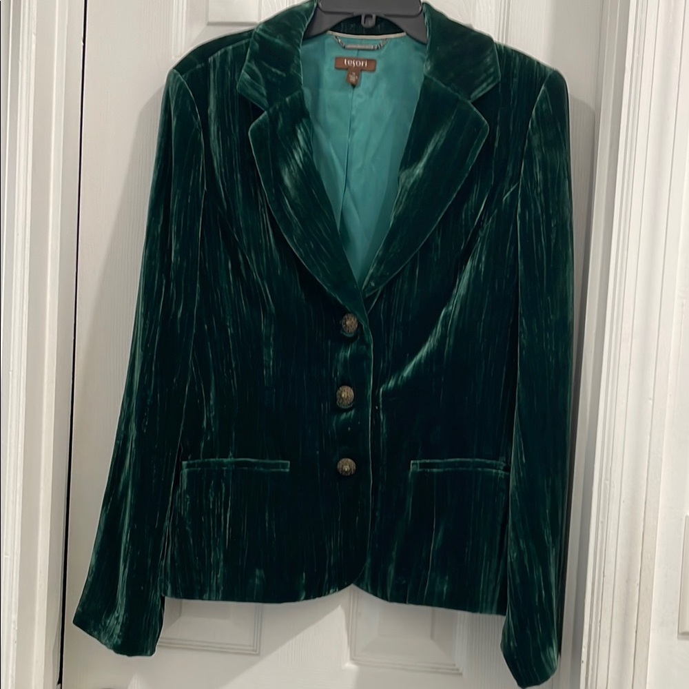 Tesori Green Velvet Women's Blazer size 14